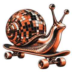 Disco snail character, an A91 brand illustration