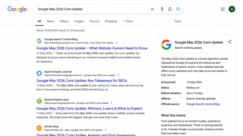 Google May 2026 Core Update